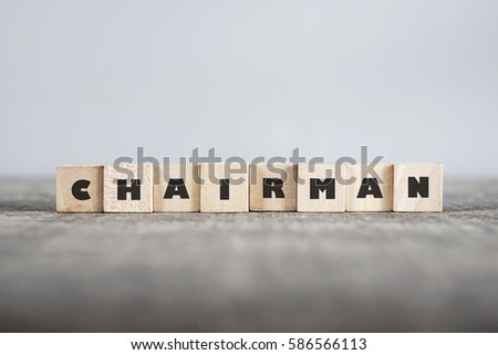 CHAIRMAN word made with building blocks Royalty-Free Stock Photo #586566113