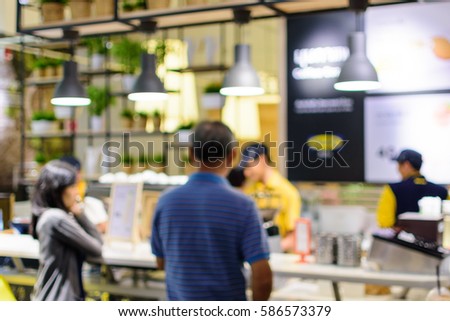 Blurred background : Employees are receiving customer orders in restaurants
