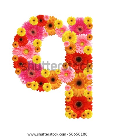 flower alphabet, q, lower case character