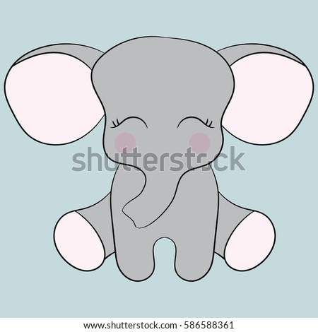 Children's illustration with cute elephant. Best Choice for cards, invitations, printing, party packs, blog backgrounds, paper craft, party invitations, digital scrapbooking.