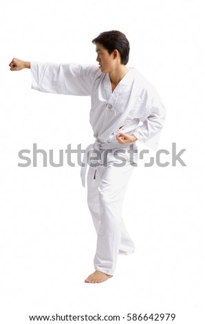 Young man practicing martial arts