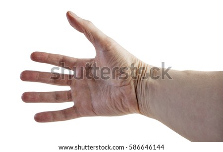 Palm. Man hand Isolated on white background with clipping path.