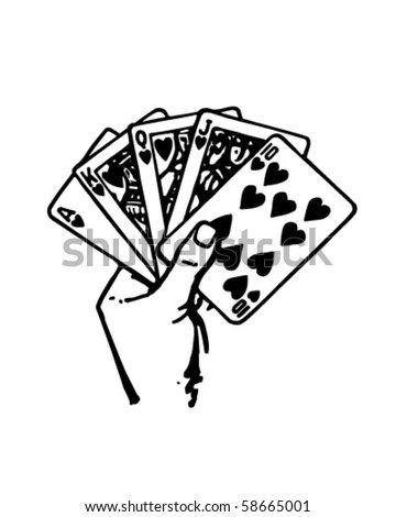Hand Of Cards - Retro Clip Art
