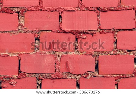 painted red brick wall, tonned photo