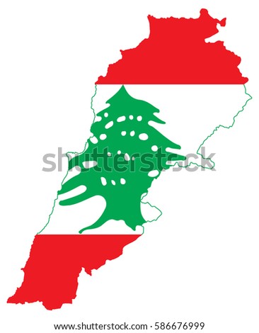 Flag map of Lebanon