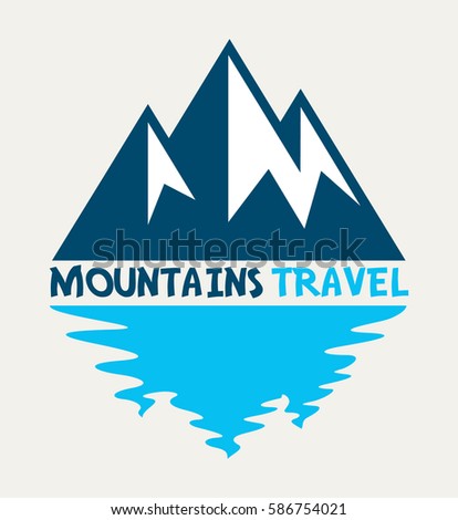 Vector mountain and outdoor adventures logo. Tourism, hiking and camping outdoor label. 