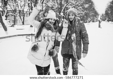 Classmates in winter park