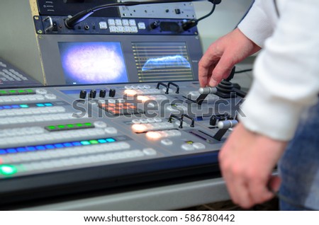 Photo of the Video and audio Control Mixing Desk, Television Broadcasting