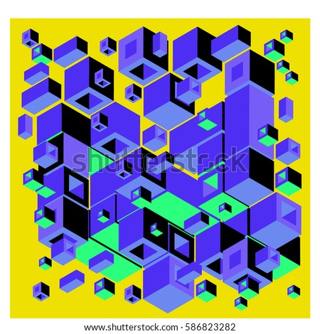 Vector colorful isometric cubes pattern. abstract wallpaper background. Illustration for fabric print.