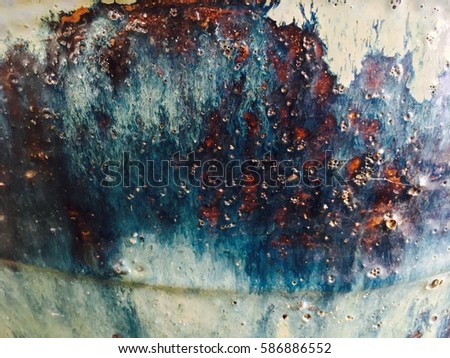 Beautiful glazes effect of handmade ceramic texture background. Abstract blur blue-white color ceramic pattern texture. Handmade glazed ceramic elements for background or wallpaper. - Soft Focus 