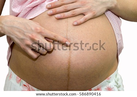 Close up of pregnant belly