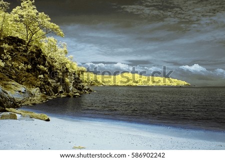 sea view of nature on infrared photography                              