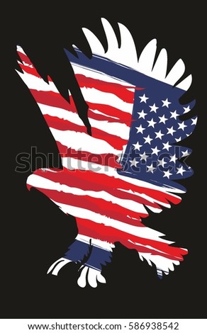 American flag and Eagle retro style  graphic design vector art
