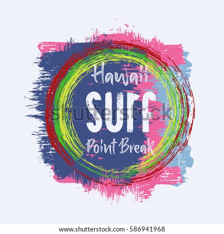 Vector illustration on the theme of surfing and surf in Hawaii.  Slogan: point break.  Typography, t-shirt graphics, print, poster, banner, flyer, postcard