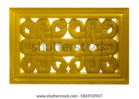 Wood carvings, gold color  isolated on white background
