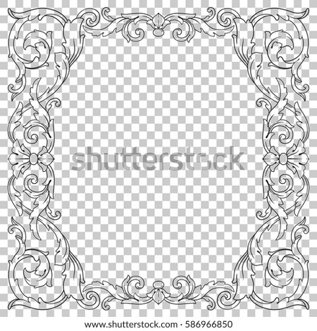 Ornament in baroque style on transparent background isolated vector illustration