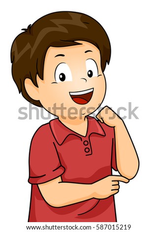 Illustration Featuring a Little Boy Pointing to His Elbow While Naming Body Parts