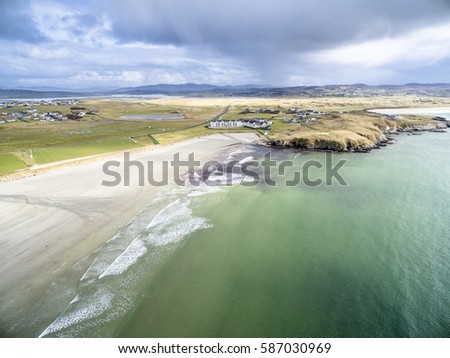 Aerial skyline of the coast by Downings, Ireland