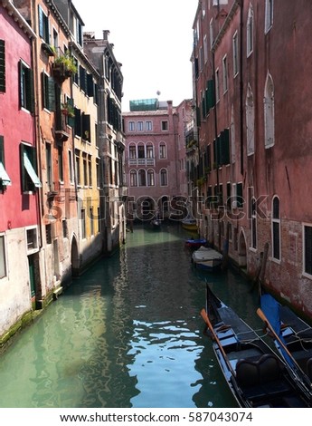 photos with landscape background of urban architecture of the houses of the Italian city of Venice on a summer day as the source for design, printing, advertising, decorating