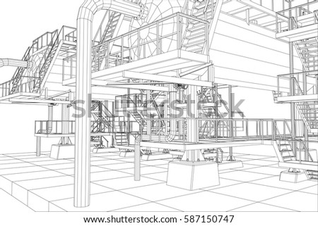 Oil and Gas industrial equipment vector illustration.