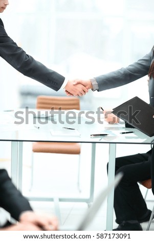Business partnership meeting concept. Image businessmans handshake. Successful businessmen handshaking after good deal