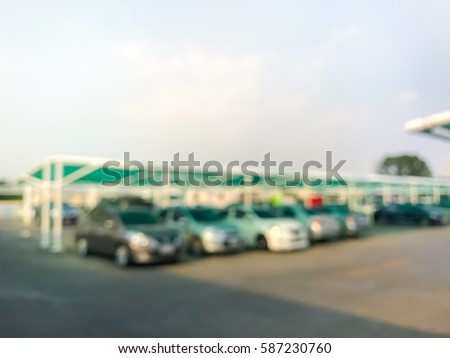 Blurred image of car park at the shopping mall background