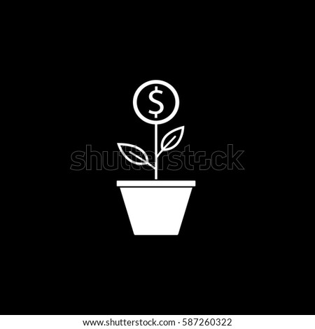Money plant solid icon, finance and business, start up and economic growth vector graphics, a filled pattern on a black background, eps 10.