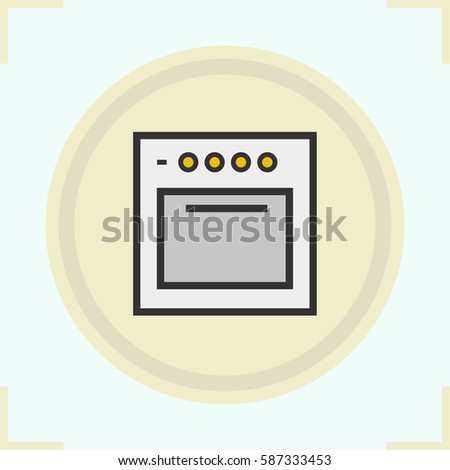 Stove color icon. Gas cooker. Oven. Isolated vector illustration