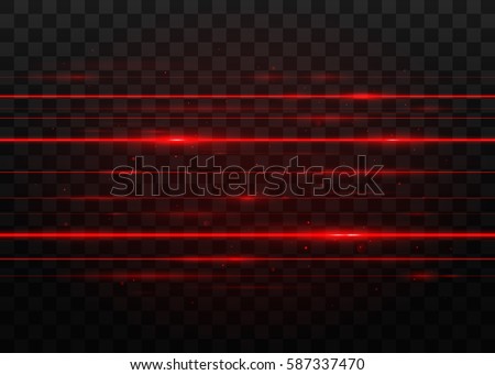 Abstract red laser beams. Isolated on transparent black background. Vector illustration, eps 10. Royalty-Free Stock Photo #587337470