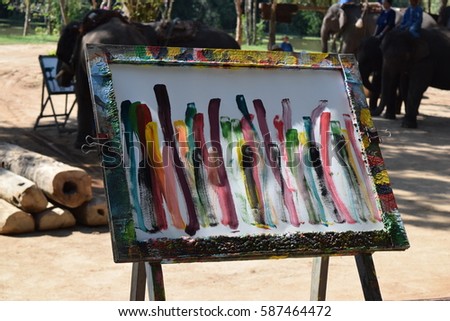 Elephant painting at the Elephant Conservation Center in Lampang, Thailand