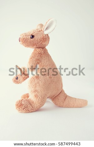 So cute kangaroo on white background, mother and baby in vintage style