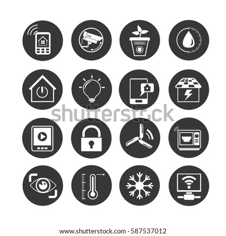 smart home icon set in circle button