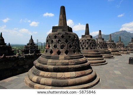 Buddist temple  Borobudur.   Yogyakarta. Java, Indonesia