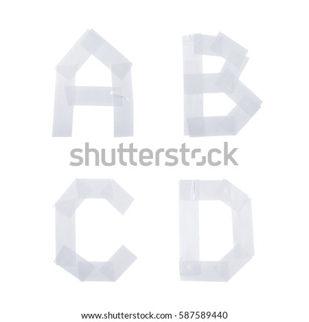 Set of A,B,C,D letter symbols made of insulating tape isolated over the white background