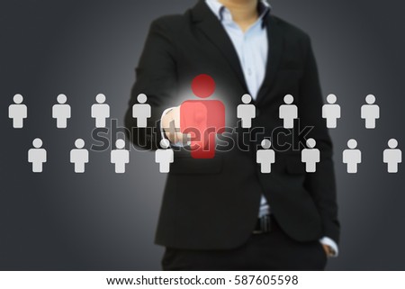businessman choosing right partner from many candidates Royalty-Free Stock Photo #587605598