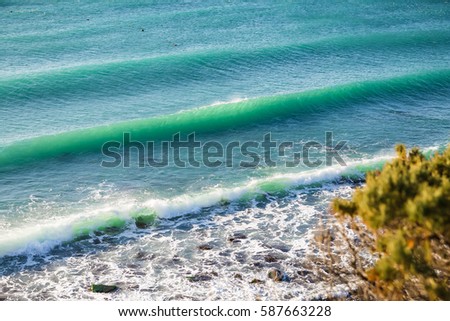 Powerful ocean waves breaking, natural background