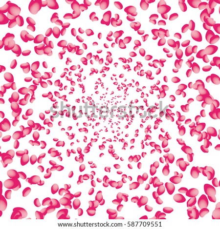 Flowers petals falling on white background. Vector illustration.