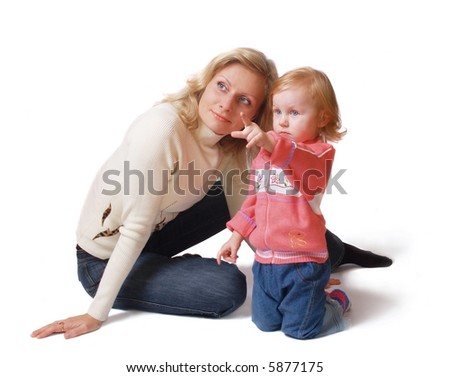 mother with daughter isolated on white