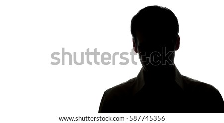 Portrait of a young man, front view - silhouette Royalty-Free Stock Photo #587745356
