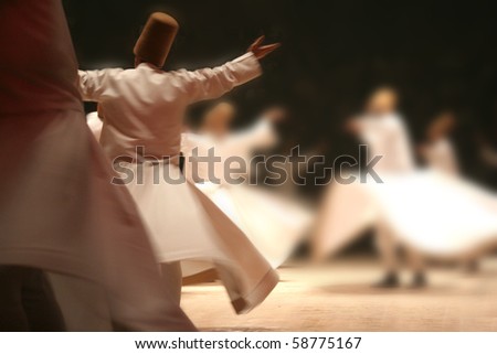 Mevlana dervishes dancing in the museum, konya Royalty-Free Stock Photo #58775167