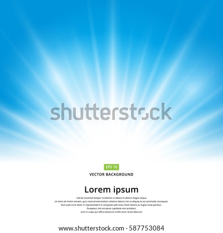 Vector sun light effect on blue background with copy space.