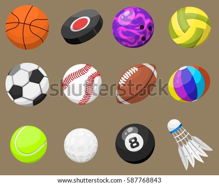 Set of sport balls isolated vector isolated