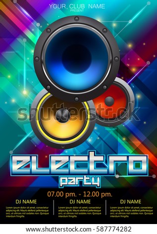 electro party speakers poster layout illustrator vector Royalty-Free Stock Photo #587774282