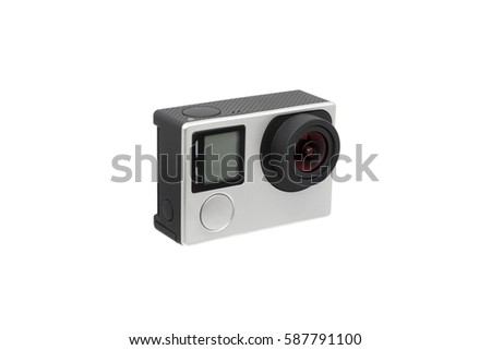 Action camera isolated on white background