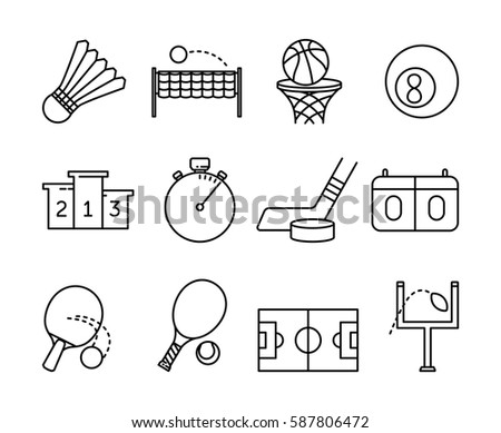 Set of sport icons. Thin outline design