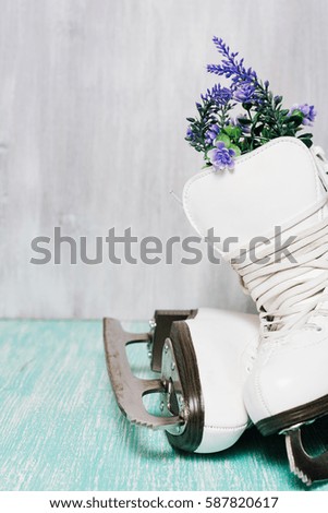 Figured skates with spring flowers