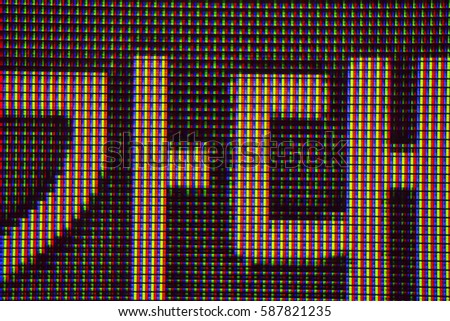 extremely closed shot of LCD TV, RGB pixel.