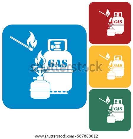 Camping stove with gas bottle icon vector. Vector illustration.

