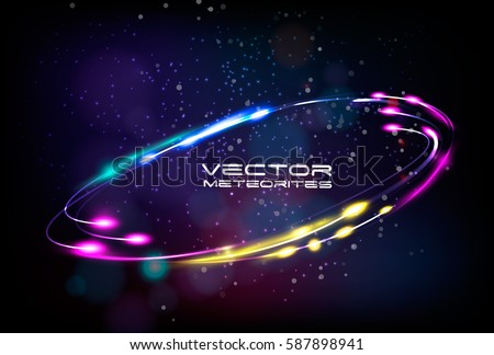 Shining neon lights cosmic vector abstract frame