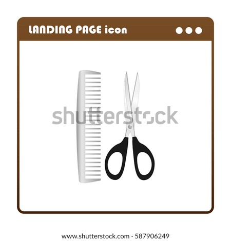 Scissors and comb , landing page icon